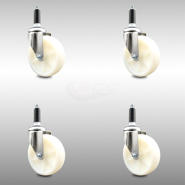 Service Caster 5 Inch 316SS Nylon Wheel Swivel 7/8 Inch Expanding Stem Caster Set SCC SCC-SS316EX20S514-NYS-78-4 - main